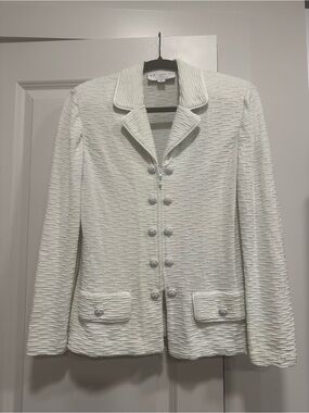 St. John Collection by Marie Gray Ivory Textured Knit Jacket Blazer Size 6 Made